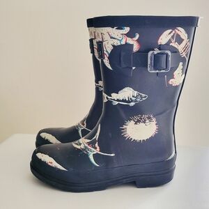 Joules Ocean Print Wellies, little kid size 13